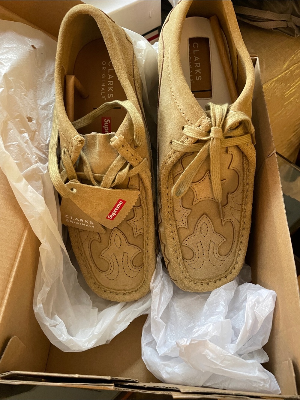 Supreme x Clarks Originals Wheat Suede Wallabee Loafers